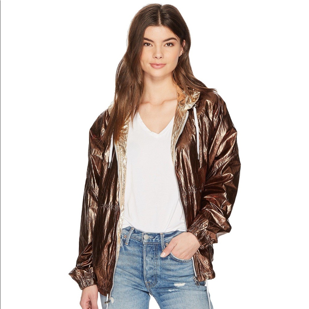 Blank NYC Copper Gold Reversible Windbreaker